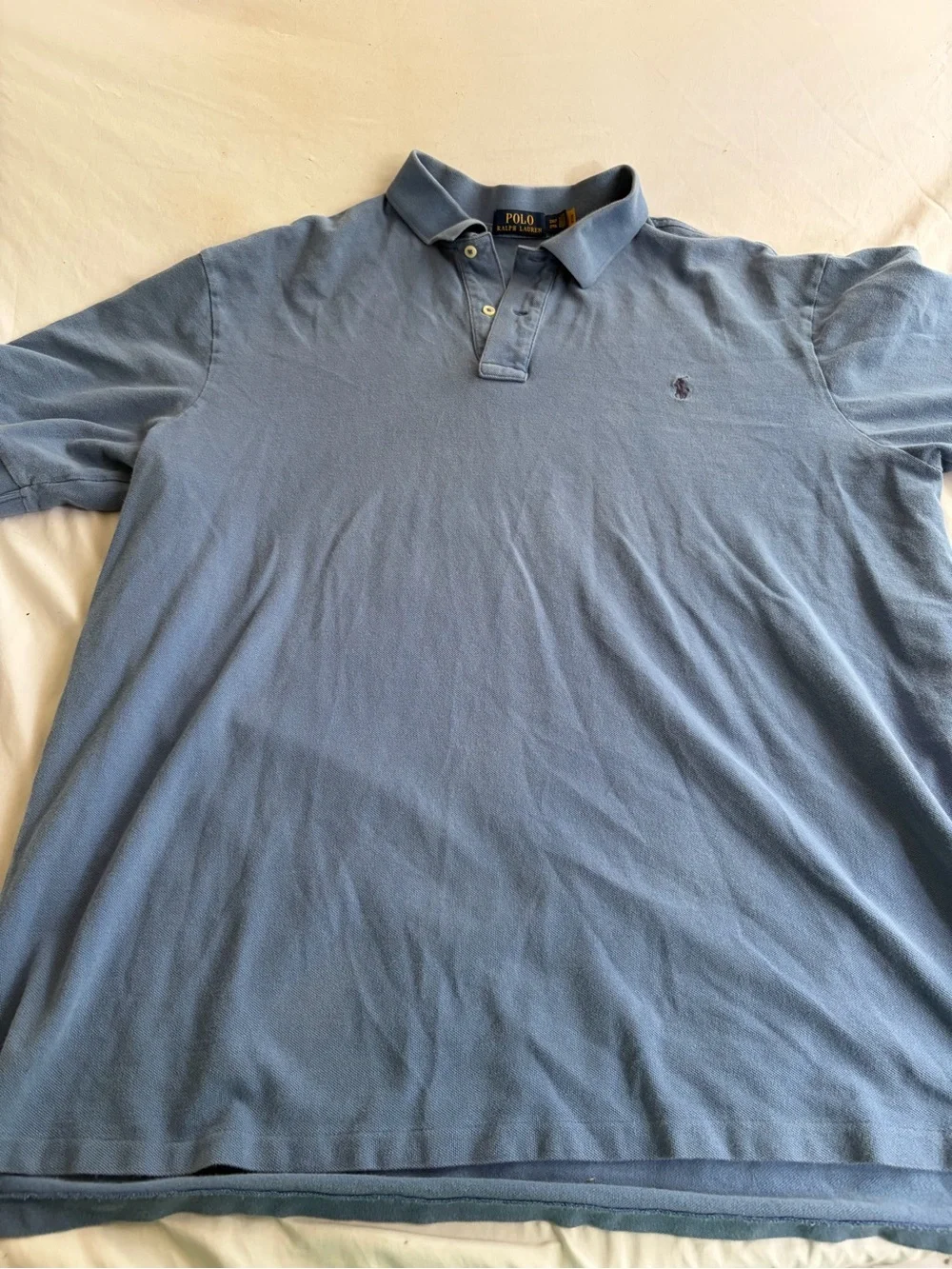Ralph Lauren Men’s Short Sleeve Polo in Pale Blue w Embroidered Pony Size 2XLT